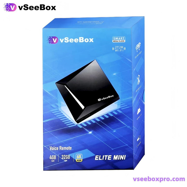 Box Android TV VSeeBox V3 Plus 2025 - 64 Go, 4K UHD, Télécommande Vocale, Processeur Quad Core