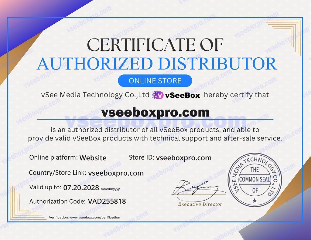 vSeeBox Authorization Certificate